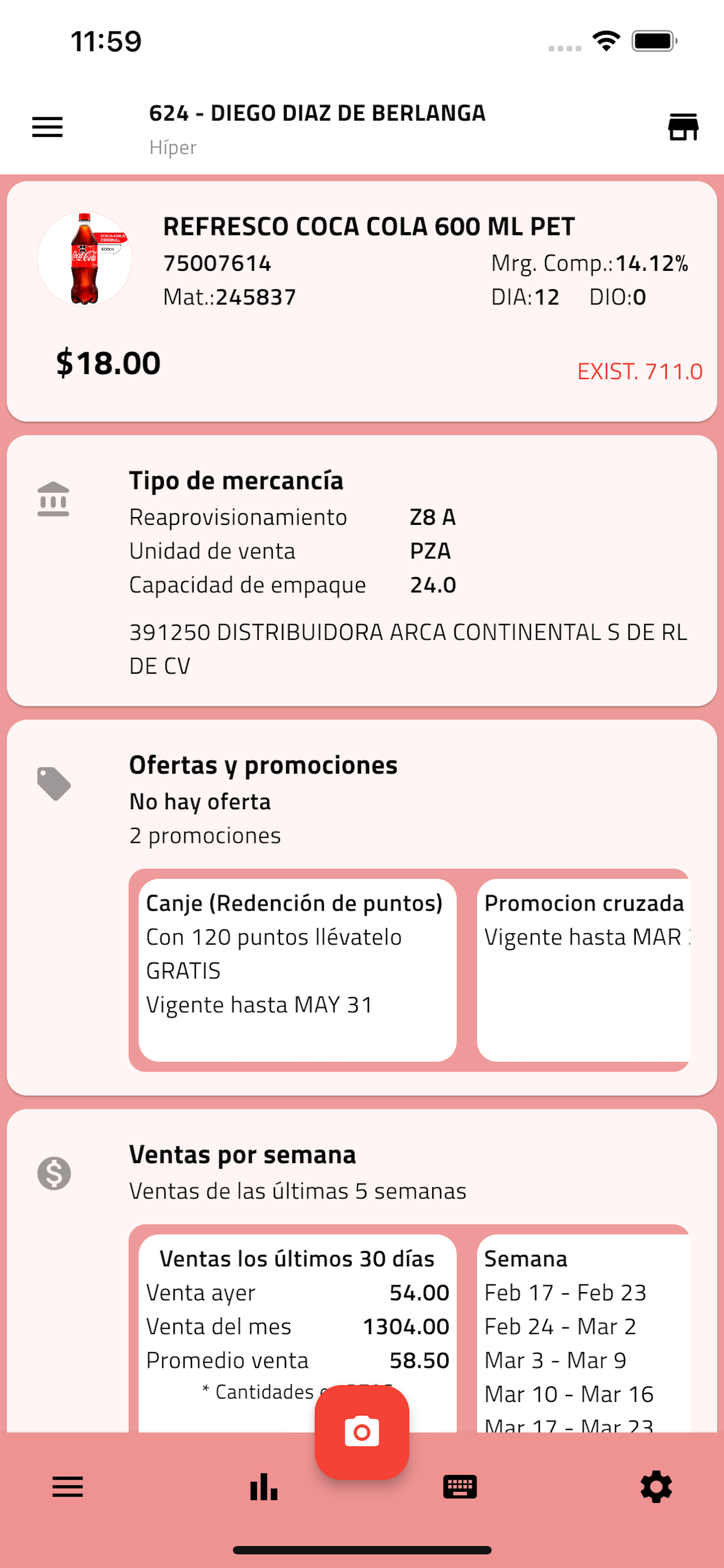 Ejemplo de una consulta en la App